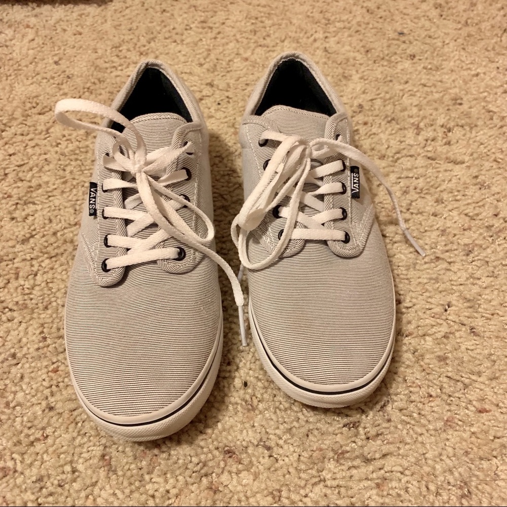 Adorable Navy & White Stipe Women’s Vans 8